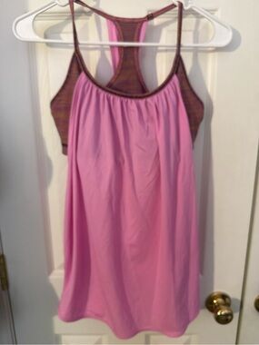 lululemon athletica Pink Racerback Tank with Striped Back